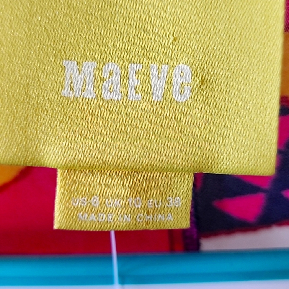 Anthropologie NWT Maeve Multicolor Geo-Printed Sheer Dress Size 6 - Picture 6 of 8